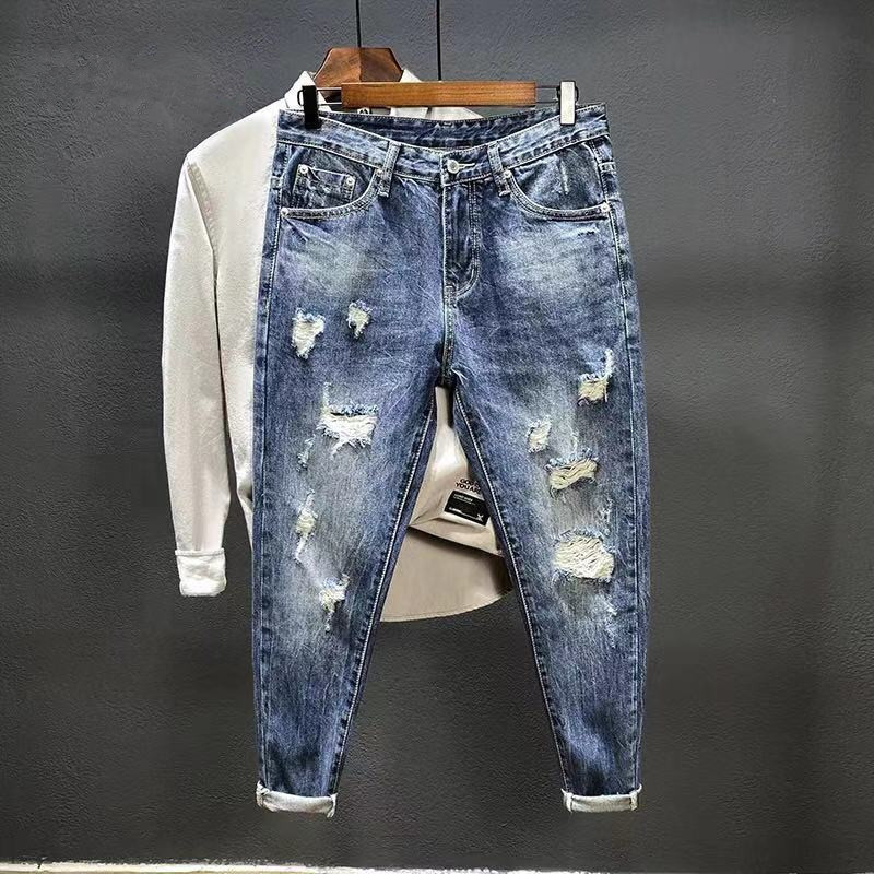 Men'S Shoes With Jeans - Vaqueros de nueve puntos con agujeros